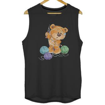 Teddy Bear Tangled In Wool | Funny Knitting Gifts Unisex Tank Top | Favorety AU