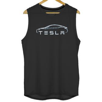 Tesla Model S Electric Car Outline Design Unisex Tank Top | Favorety CA