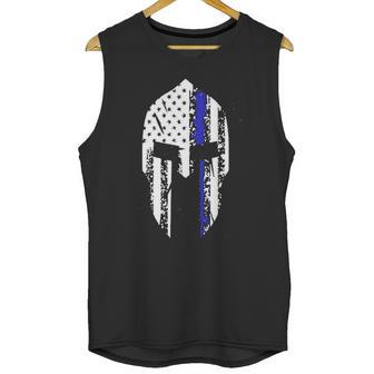 Thin Blue Line Spartan Helmet Unisex Tank Top | Favorety CA