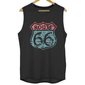 Historic American Route Icon Weathered Highway 66 Road Sign Unisex Tank Top | Favorety