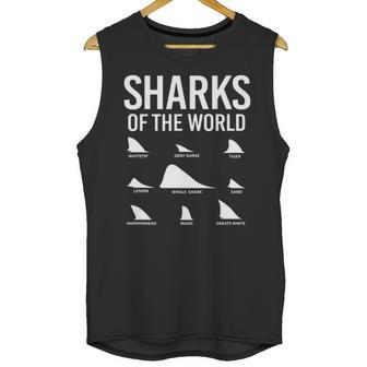 Types Of Shark Sharks Of The World Lovers Shark Fin Unisex Tank Top | Favorety CA