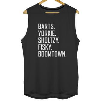 Ugp Campus Apparel Barts Yorkie Sholtzy Fisky Boomtown Funny Hockey Unisex Tank Top | Favorety