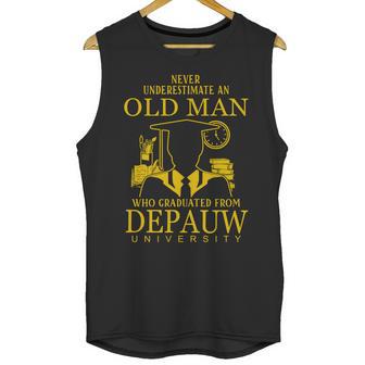 Never Underestimate An Old Man Who Graduated From Depauw University Unisex Tank Top | Favorety DE