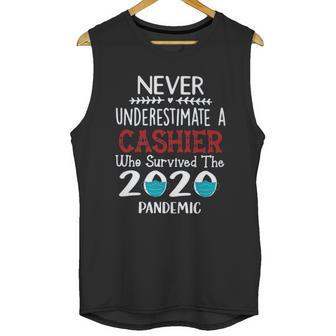 Never Underestimate Who Survived The Pandemic Cashier Unisex Tank Top | Favorety UK