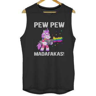 Unicorn Pew Pew Madafakas Vintage Crazy Cat Funny Graphic Unisex Tank Top | Favorety