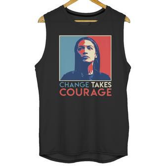 Vintage Alexandria Ocasio Cortez Aoc Change Takes Courage Vintage 2020 T-Shirt Unisex Tank Top | Favorety UK