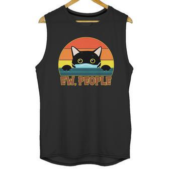 Vintage Ew People Social Distancing Mask Cat Graphic Design Printed Casual Daily Basic Unisex Tank Top | Favorety UK