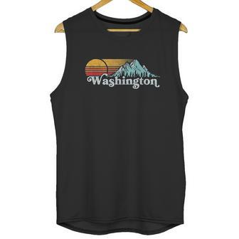 Vintage Washington State Retro Distressed Mountains Graphic Unisex Tank Top | Favorety DE