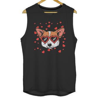 Welsh Corgi Face Heart Glasses Cute Valentines Day Dog Gift Unisex Tank Top | Favorety UK