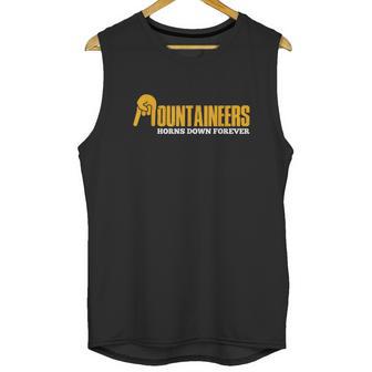 West Virginia Mountaineers Texas Horns Down Unisex Tank Top | Favorety CA