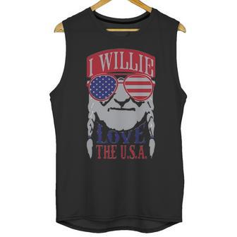 I Willie Love The Usa 4Th Of July Willie Nelson America Usa Independence Day Proud American Unisex Tank Top | Favorety CA