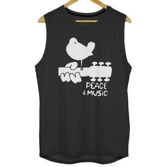 Woodstock Blue White Peace And Music Festival Guitar Unisex Tank Top | Favorety CA