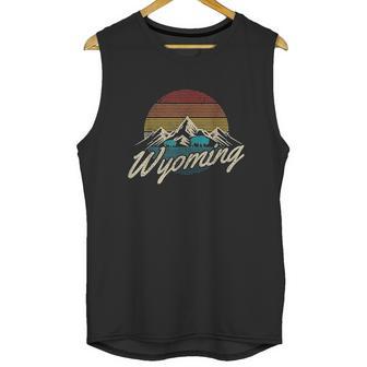 Wyoming Vintage Mountains Bison American Buffalo Unisex Tank Top | Favorety DE