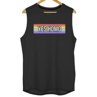 Yes Homo Gift Funny Gay Pride Month Meaningful Gift Graphic Design Printed Casual Daily Basic Unisex Tank Top | Favorety