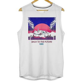 Back To The Future 1985 Neon Delorean Sunset Graphic Unisex Tank Top | Favorety