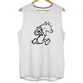 Calvin & Hobbes Comic Running Naked Unisex Tank Top | Favorety CA