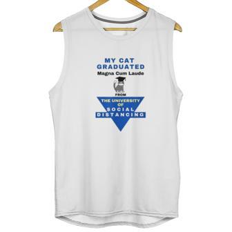 Cat Funny Graduated University Of Social Distancing Unisex Tank Top | Favorety DE