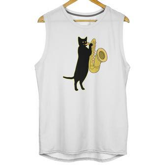 Cat Playing Saxophone Shirt Cool Wind Instrument Sax Gift Unisex Tank Top | Favorety DE