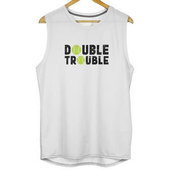 Double Trouble Doubles Players Funny Tennis Unisex Tank Top | Favorety AU