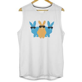 Easter For Men Hip Trio Bunnies Funny Graphic Hipster Easter Bunny Unisex Tank Top | Favorety DE