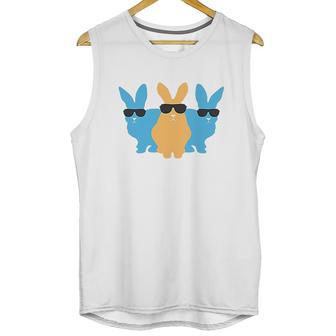 Easter For Men Hip Trio Bunnies Funny Graphic Hipster Easter Bunny Unisex Tank Top | Favorety UK