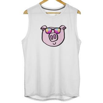 Funny Animal Piggy Face With Sunglasses For Pig Lovers Unisex Tank Top | Favorety UK