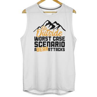 Funny Camping Go Outside Worst Case Bear Attacks Unisex Tank Top | Favorety AU