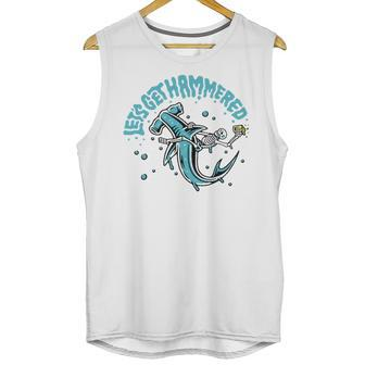 Funny Hammerhead Shark Drinking Pun Lets Get Hammered Party V2 Unisex Tank Top | Favorety