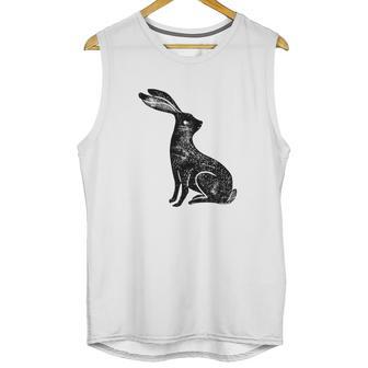 Hare Lino Print Hare Mad March Animal Unisex Tank Top | Favorety