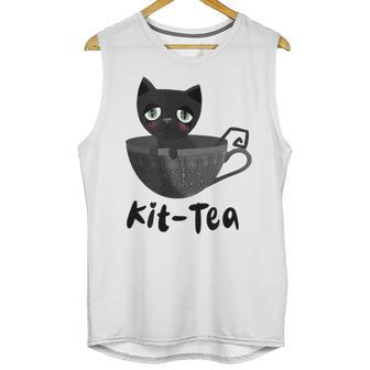 Kit-Tea Cat Lovers Creepy Kawaii Pastel Goth Kitten Teacup Unisex Tank Top | Favorety CA