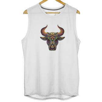 Mosaic Bull Artistic Cow Artist Painting Tee Unisex Tank Top | Favorety UK