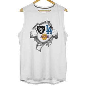 Oakland Raiders Los Angeles Lakers And Los Angeles Dodgers Heartbeat Shirt Tshirt T Shirt Tee Unisex Tank Top | Favorety