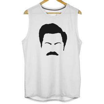 Parks And Rec Fans Ron Swanson Mustache Face Silhouette Unisex Tank Top | Favorety UK