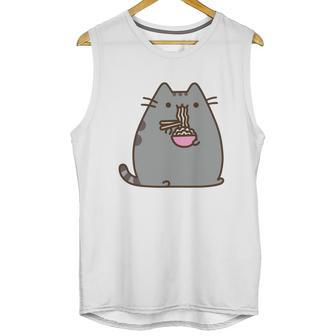 Pusheen The Cat Eating Noodles Unisex Tank Top | Favorety