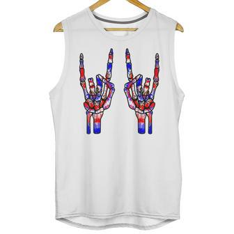 Rock On Rock Star Skeleton Hands Tie Dye 4Th Of July Unisex Tank Top | Favorety DE