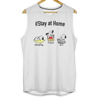 Snoopy Stay At Home Sleeping Food Wifi Unisex Tank Top | Favorety AU