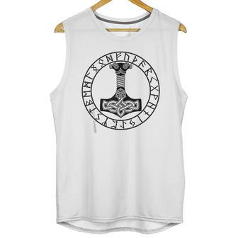 Thor Hammer Mjolnir In Circle Of Norse Runes Unisex Tank Top | Favorety UK