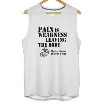 Usmc Pain Is Weakness Leaving The Body Unisex Tank Top | Favorety