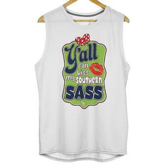 Yall Can Kiss My Southern Sass Southern Charm Collection On A Coral Unisex Tank Top | Favorety UK