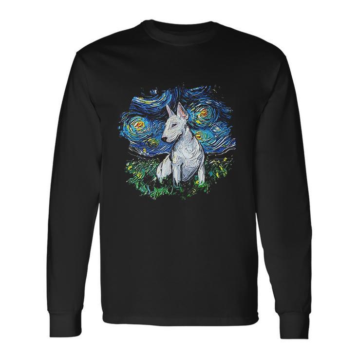 Bull Terrier Starry Night Impressionist Dog Art Unisex Long Sleeve