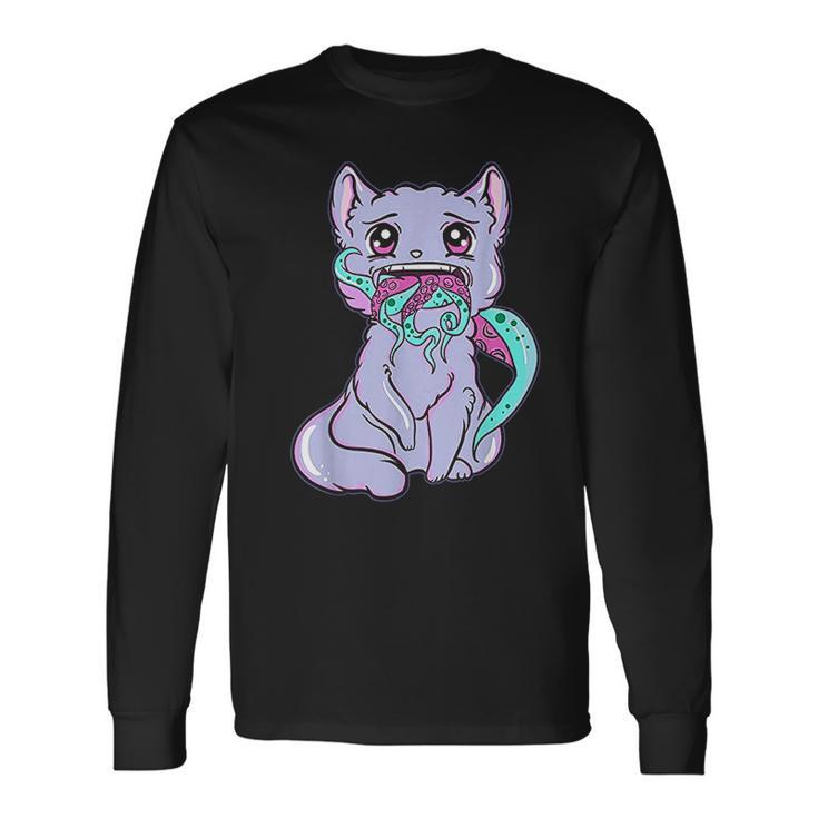 Creepy Kawaii Anime Cat Horror Pastel Goth Unisex Long Sleeve