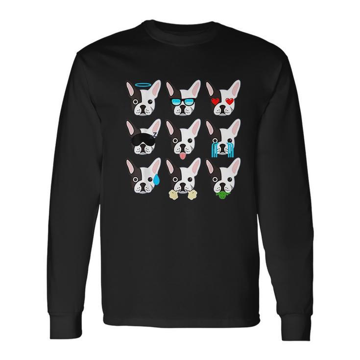 Emoji Boston Terrier Dog Faces Unisex Long Sleeve