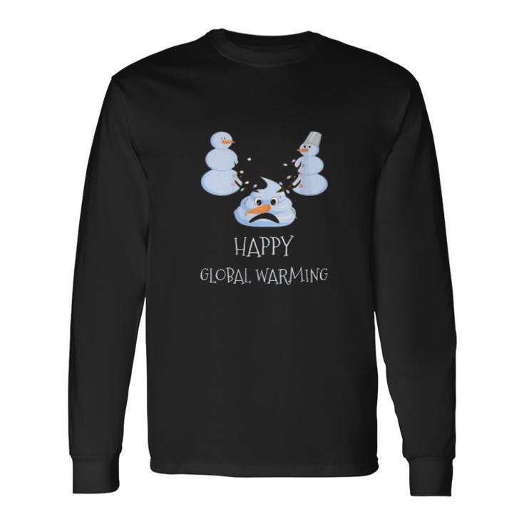 Happy Global Warming Snowmen Emoji Climate Change Unisex Long Sleeve