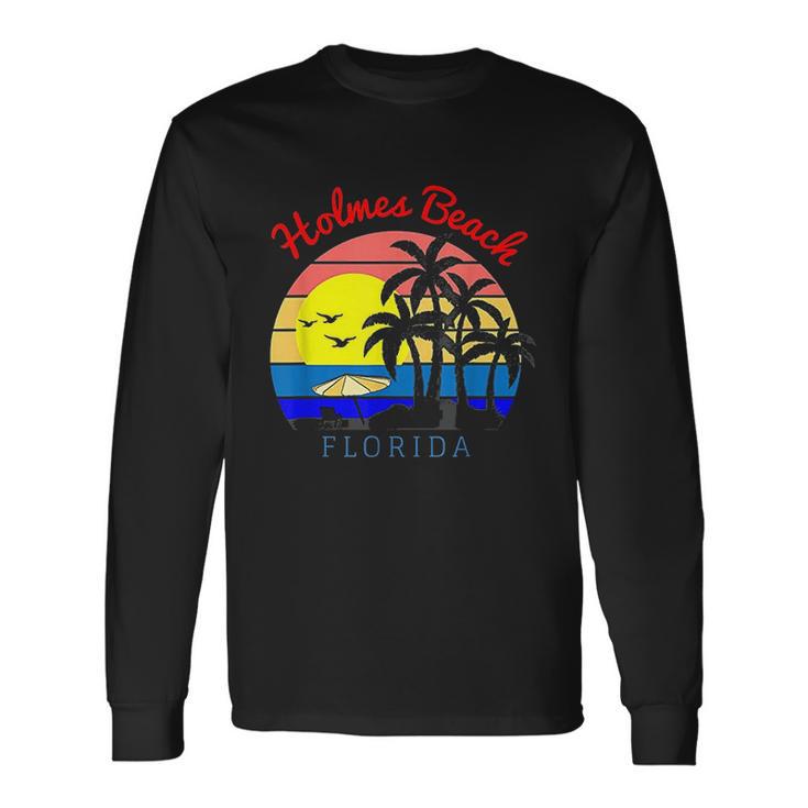 Holmes Beach Florida Vintage Retro Beach Sunset Unisex Long Sleeve