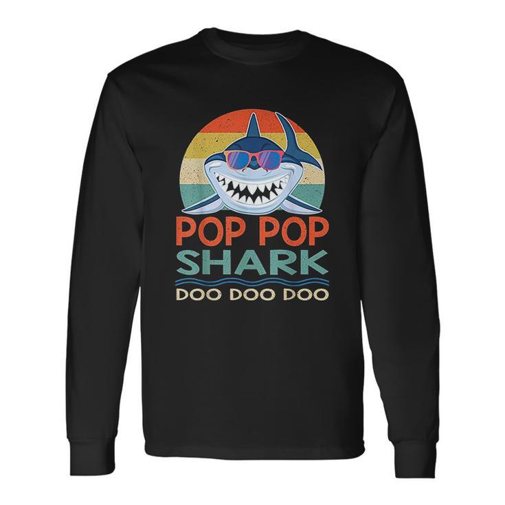 Pop Pop Shark Doo Doo Doo Vintage Matching Family Unisex Long Sleeve