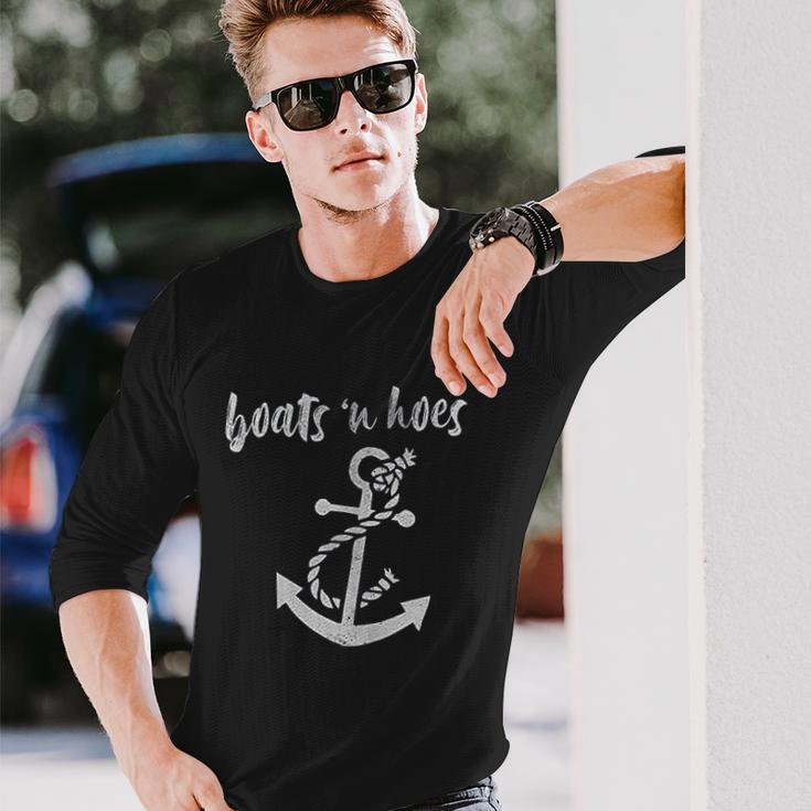 Boats N Hoes Funny Nautical Comedy Lake Ocean Unisex Long Sleeve Gifts for Him