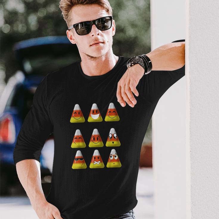 Candy Corn Emojis Halloween Cool Funny Emoticons Gift Unisex Long Sleeve Gifts for Him