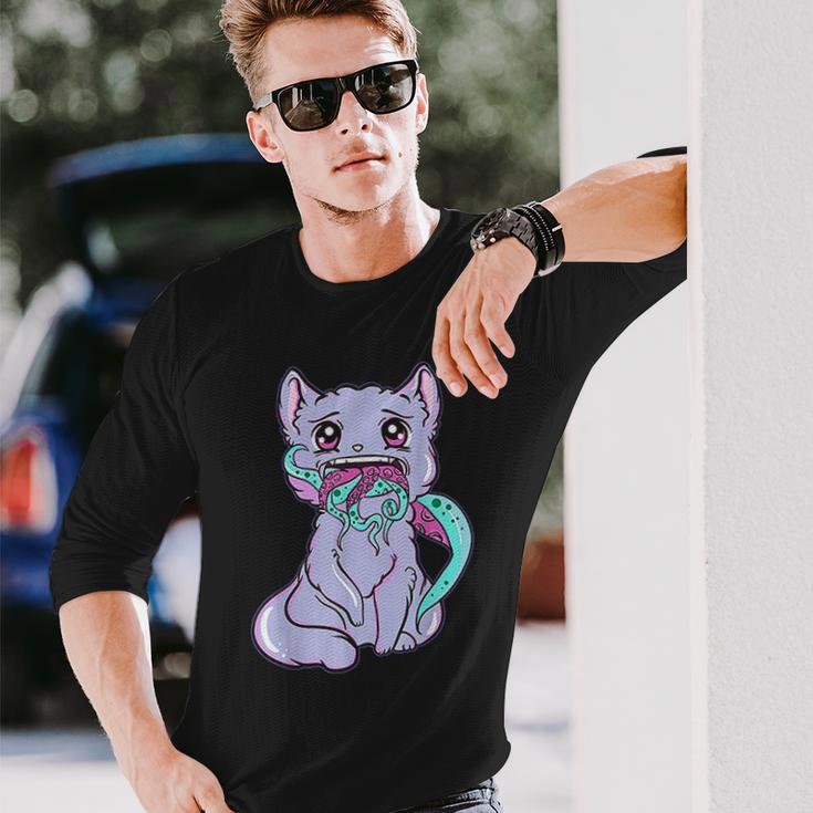 Creepy Kawaii Anime Cat Horror Pastel Goth Unisex Long Sleeve Gifts for Him