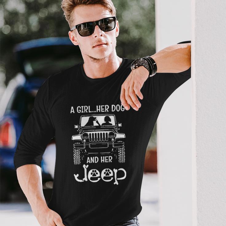 A Girl Her Dog And Her Jeep Unisex Long Sleeve Gifts for Him