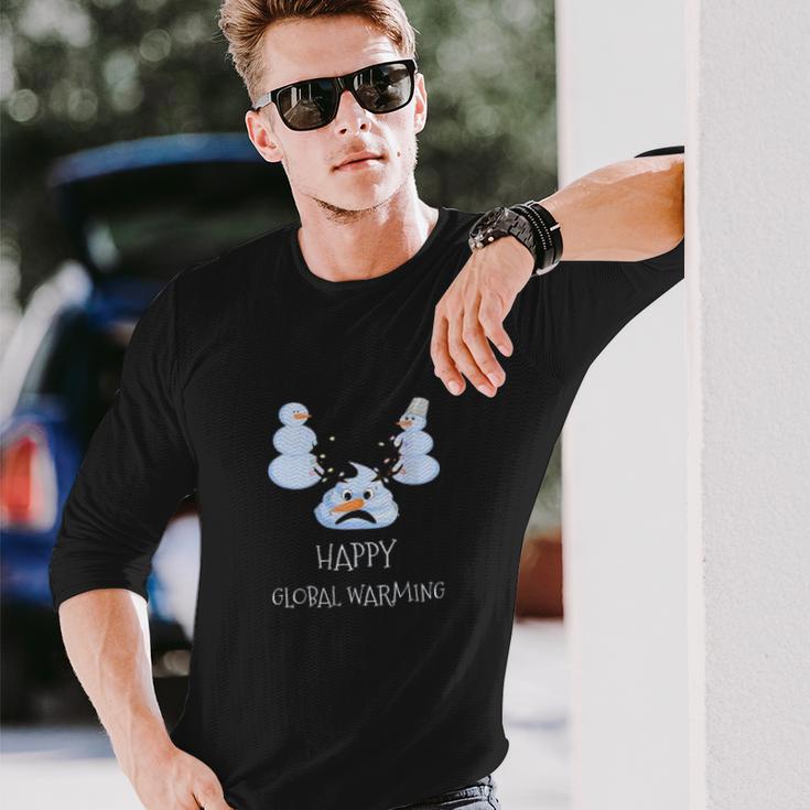 Happy Global Warming Snowmen Emoji Climate Change Unisex Long Sleeve Gifts for Him